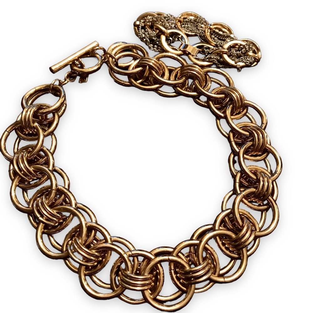 Banana Republic Gold Double Links Necklace & Diamond Clasp Bracelet